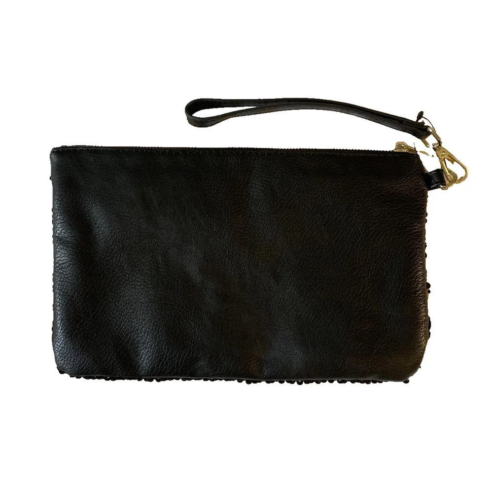 Chico’s Black Gold Sequin Clutch Evening Bag Removable‎ Strap , New without Tags